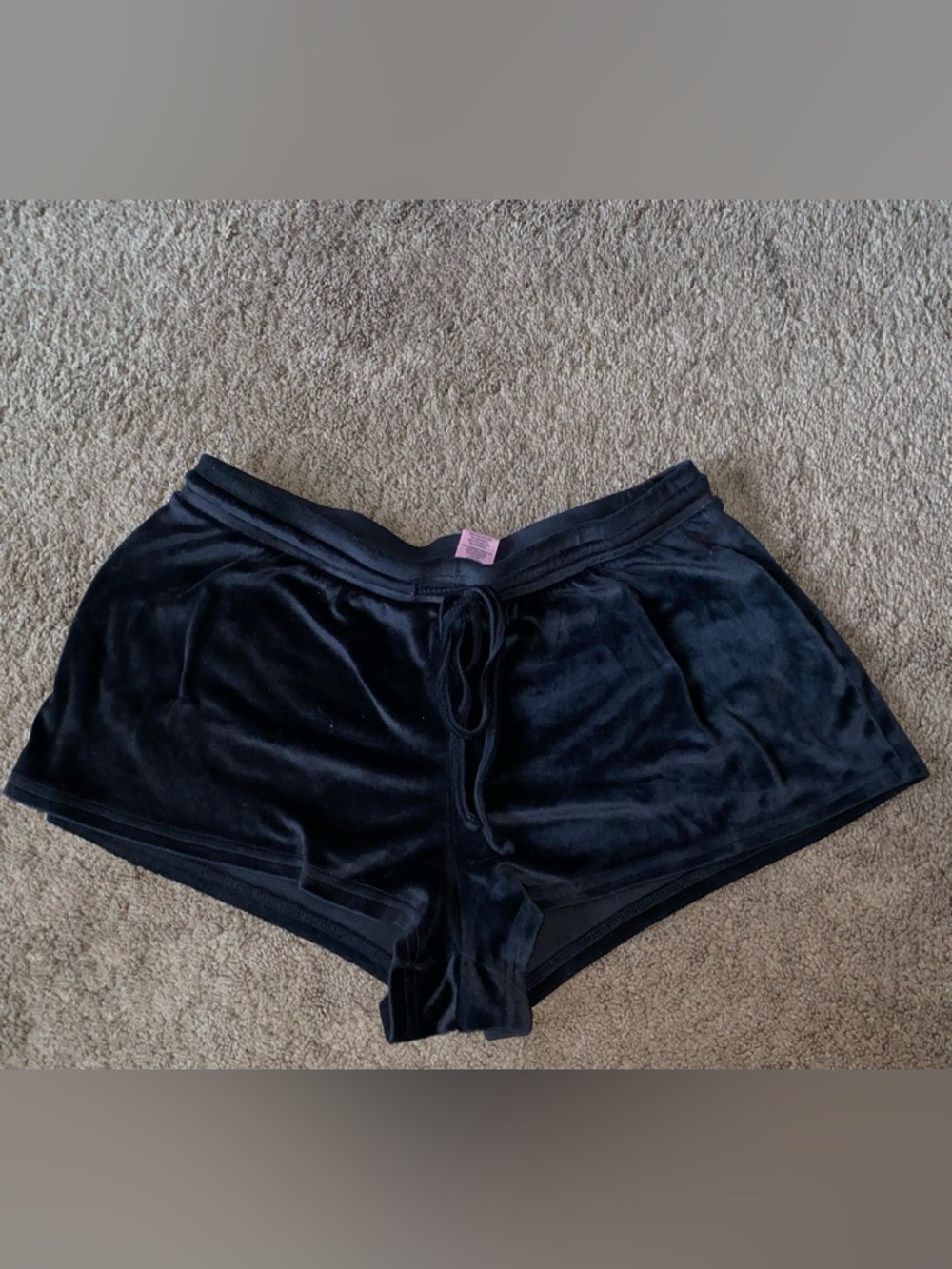 Juicy Couture Black Velour Lounge Shorts with Drawstring